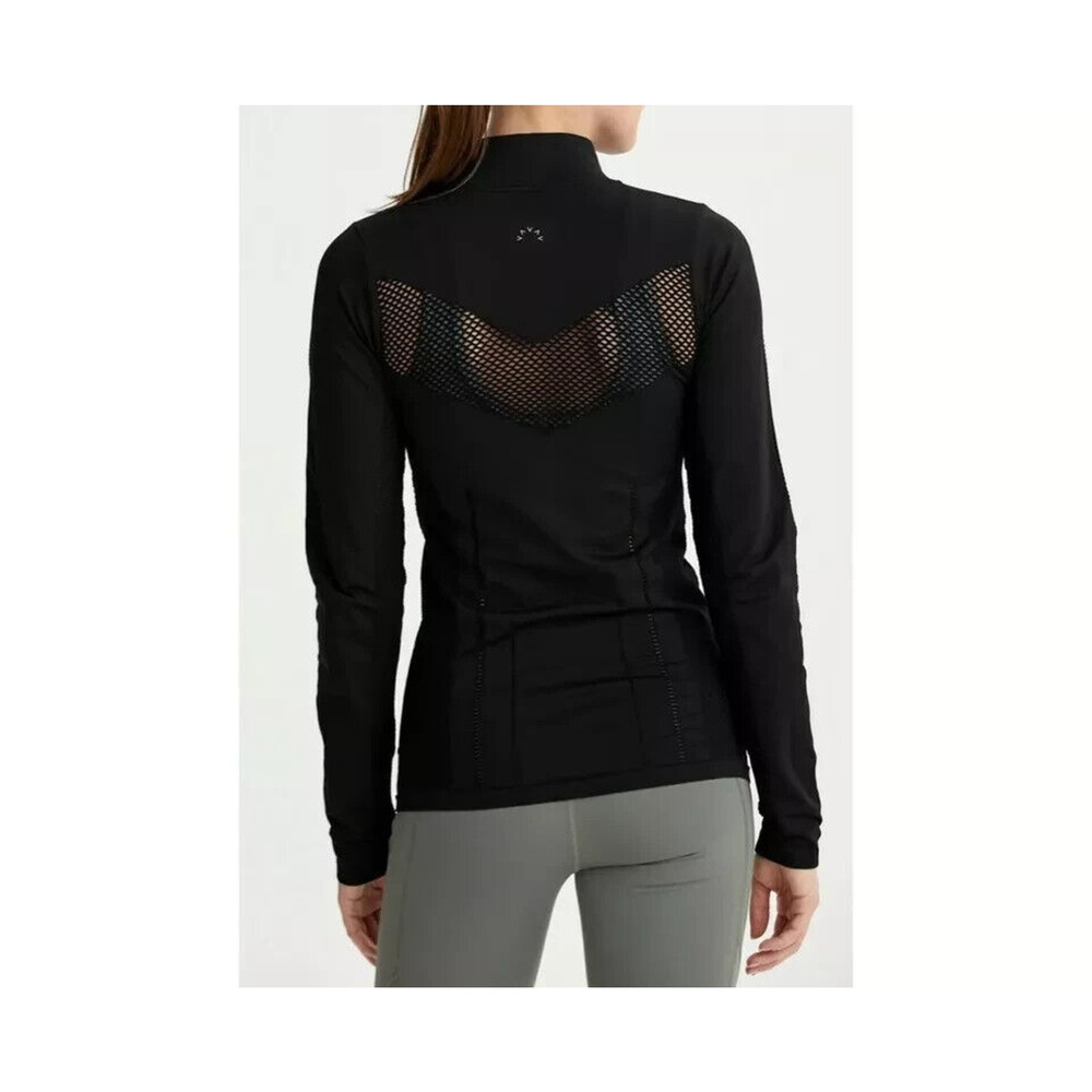 Varley Poinsettia Full Zip Jacket Sz XXS/XS Fitted Black Perforated Mesh - Picture 2 of 15